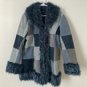 Y2K JLC Patchwork Jacket/Coat with Faux Fur